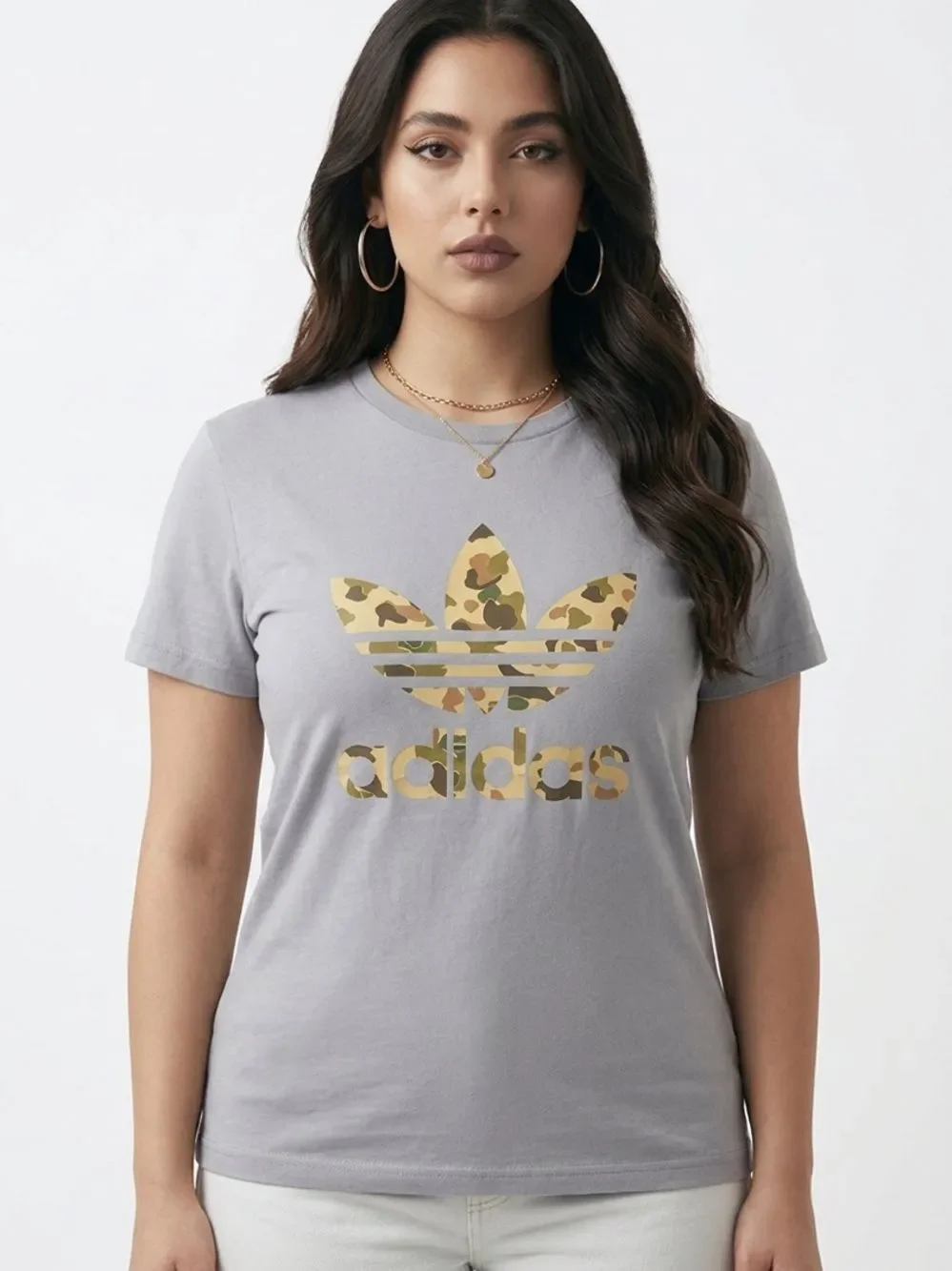 ADIDAS | Camo Logo Gray Short Sleeve Tee X-Large